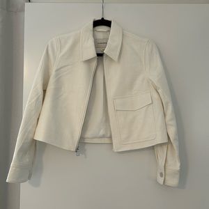 Club Monaco NWT white linen cropped zip up jacket XS